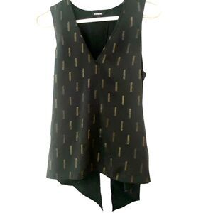 Express Top Size Medium Shirt Blouse Black Gold Satin tie back Tank